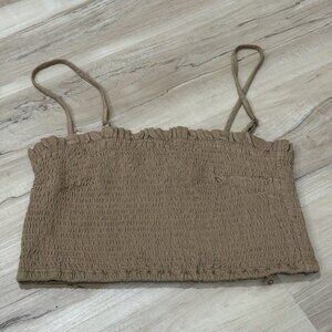 womens abercrombie and fitch Croptop Brown‎ Tan Large L Scrunch